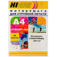 Фотобумага суперглянец односторонняя (Hi-image) A4, 240 г/м, 20 л.